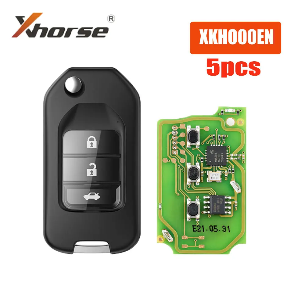 

5PCS/LOT Xhorse XKHO00EN X004 Universal Car Remote Key for Honda Style Wire Remote Key 3 Buttons Car Key for For VVDI Key Tool