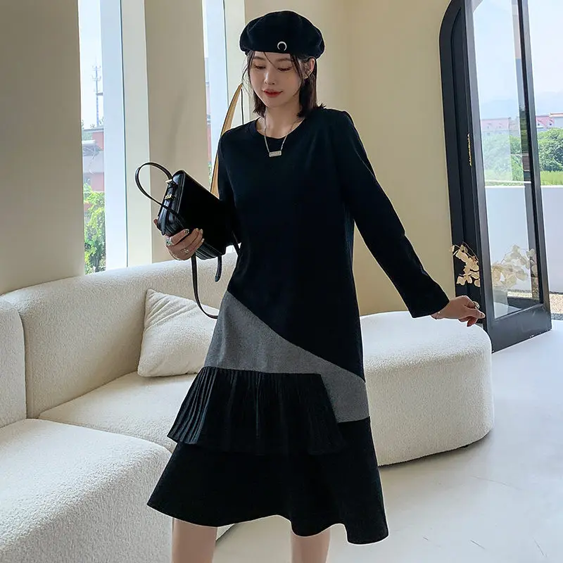 2023 New Spring And Autumn Dress Fashionable Ruffle A-Line Long Sleeve Mid Length Women Big Size Casual Spliced Dress T1784 
2023 New Spring And Autumn Dress Fashionable Ruffle A-Line Long Sleeve Mid Length Women Big Size Casual Spliced Dress T1784