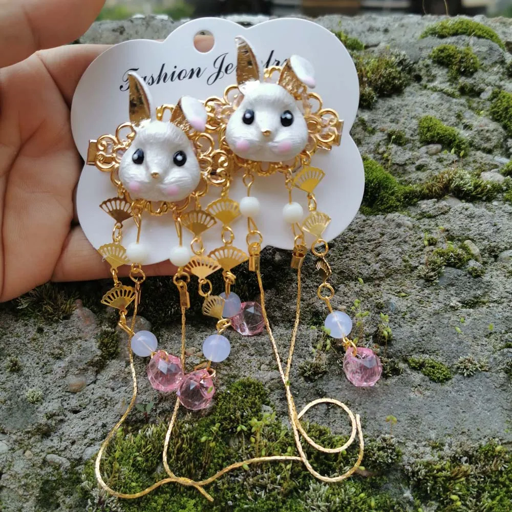 

Retro Cosplay Girl Hanfu Chinese elements Bell Tassels Hair Clip Hair Accessories Rabbit Hairpin Alloy