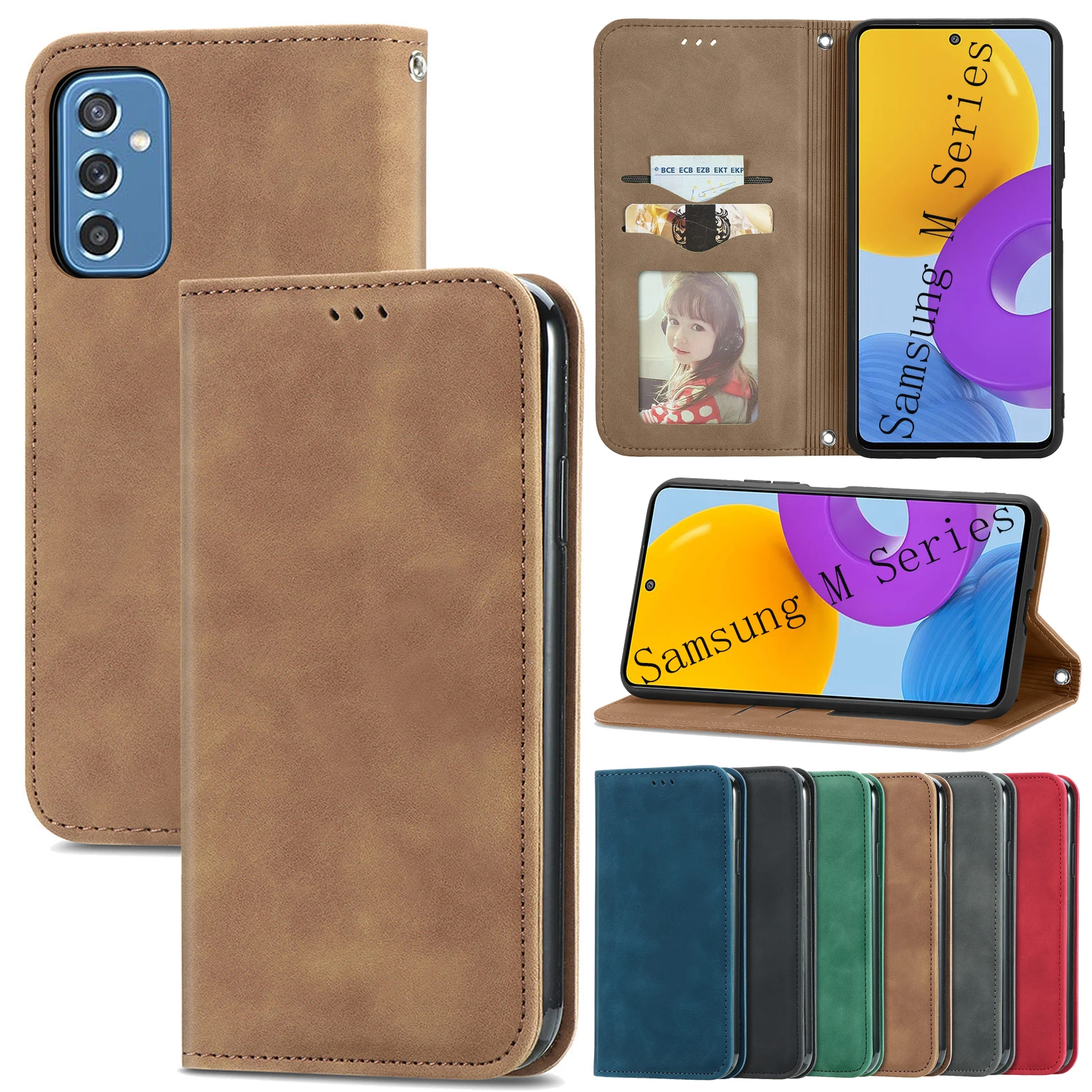 Leather Book Wallet Case For Samsung Galaxy M01 M02 M10 M11 M12 M21 M31 M32 M40 M51 M52 M62 Flip Full Cover Stand Holder | Мобильные