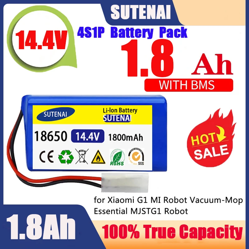 18650 battery pack 14.4V 6800mAh lithium ion battery, suitable for Xiaomi G1 Mi Essential MJSTG1 robot vacuum cleaner,
18650 battery pack 14.4V 6800mAh lithium ion battery, suitable for Xiaomi G1 Mi Essential MJSTG1 robot vacuum cleaner,
