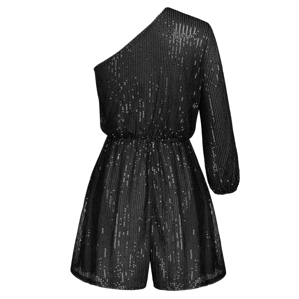 Zexxxy Women Sequined Party Romper 3/4 Slit Sleeve Single Shoulder Elastic Waist Playsuit High Streetwear Wide Leg Jumpsuit
Zexxxy Women Sequined Party Romper 3/4 Slit Sleeve Single Shoulder Elastic Waist Playsuit High Streetwear Wide Leg Jumpsuit