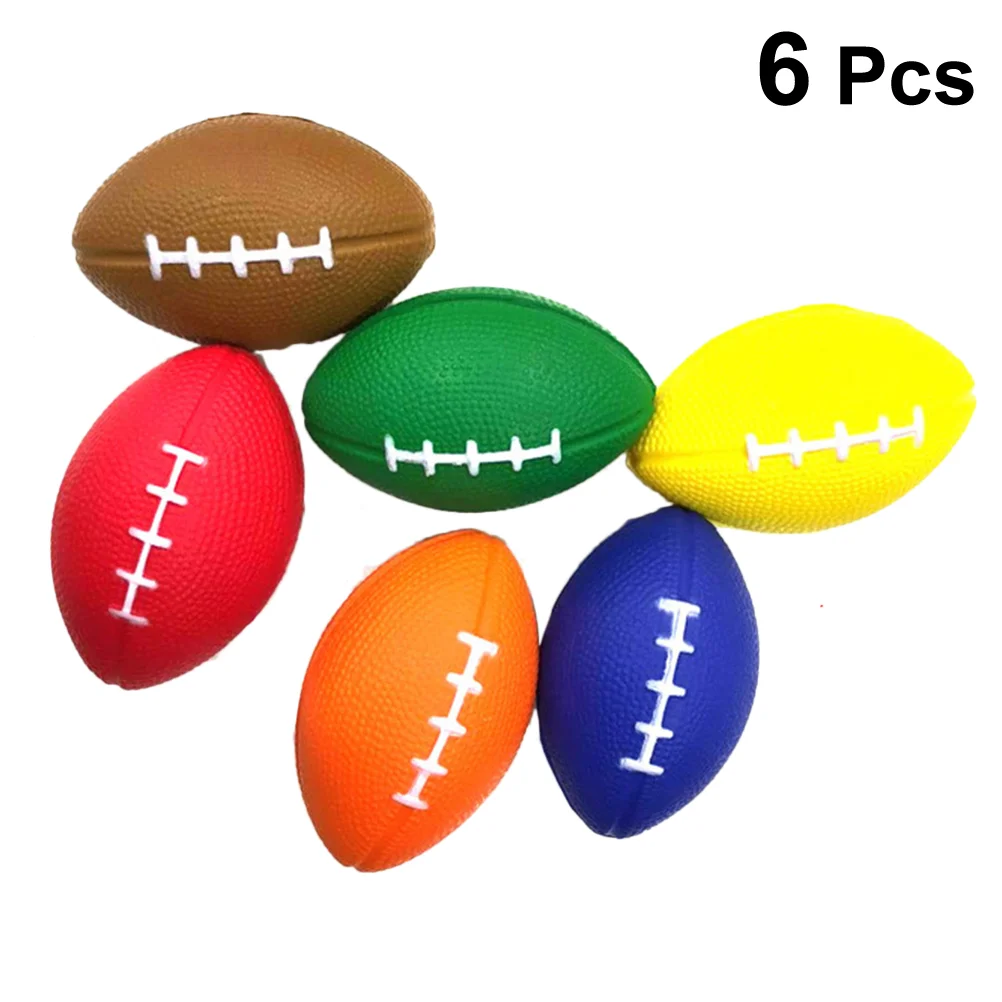 

6PCS PU Foaming Children's Vent Balls Stress Balls Rugby Balls for Party Favors Ball Games and Prizes (Random