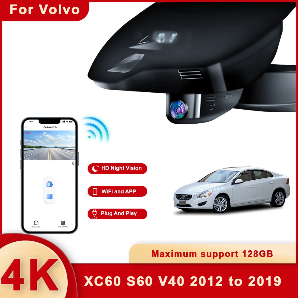 

For Volvo XC60 S60 V40 2012 to 2019 Front and Rear 4K Dash Cam for Car Camera Recorder Dashcam WIFI Car Dvr Recording Devices