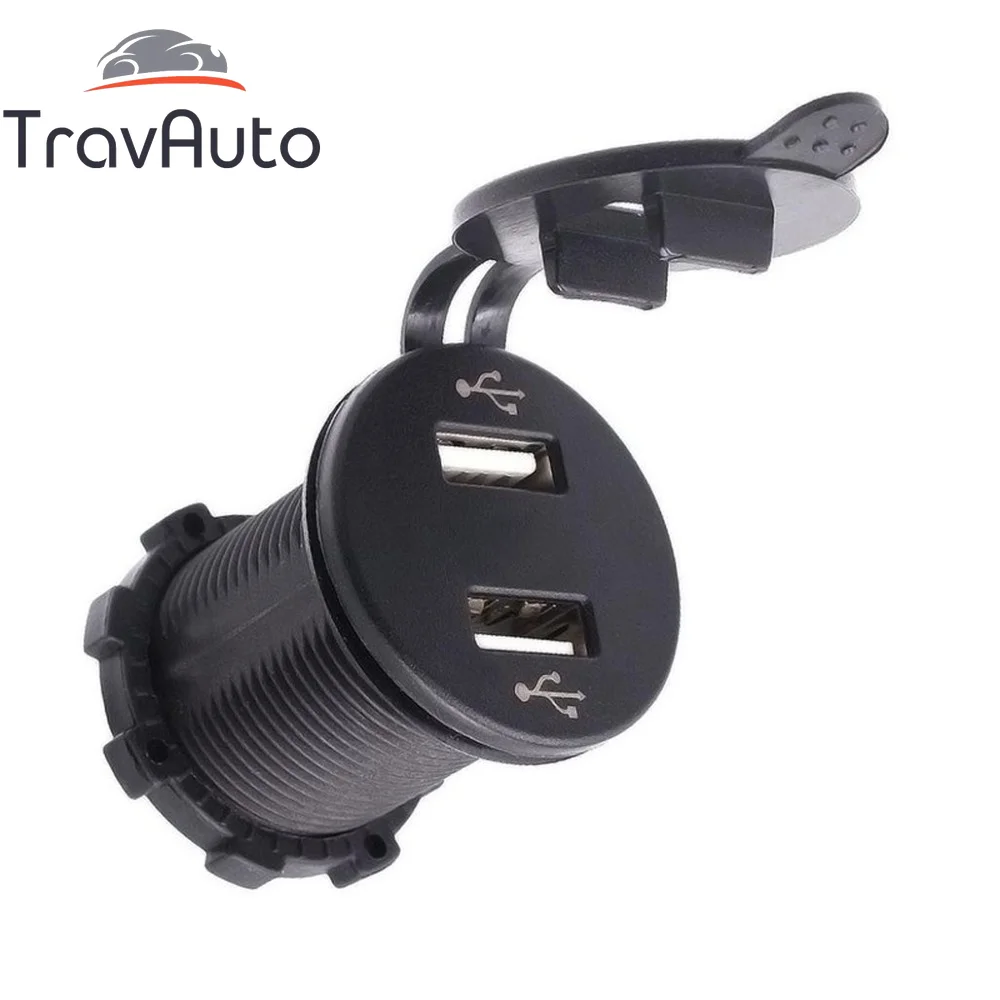 

Dual USB 2.1A Charger 12V - 24V Waterproof Socket Power Outlet Voltage with LED Voltmeter for Motorcycle Auto ATV Boat