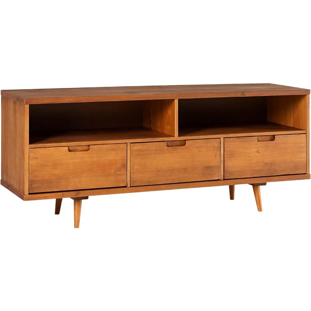 

3-Drawer Mid Century Modern Wood TV Stand for TV's up to 65" Flat Screen Cabinet Door Living Room Storage Entertainment Center