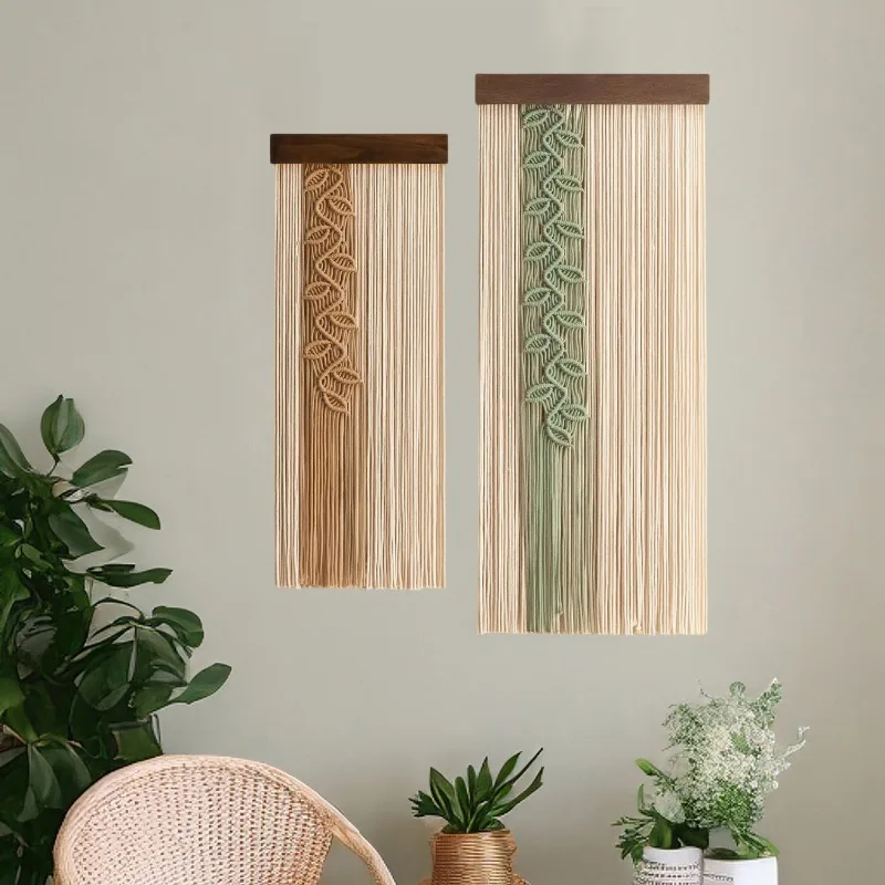 Nordic Leaf Pattern Woven Tapestry Set - 2pc Boho Wall Decor 5 S0489fa940a0c4308b60f59741a1c7949d