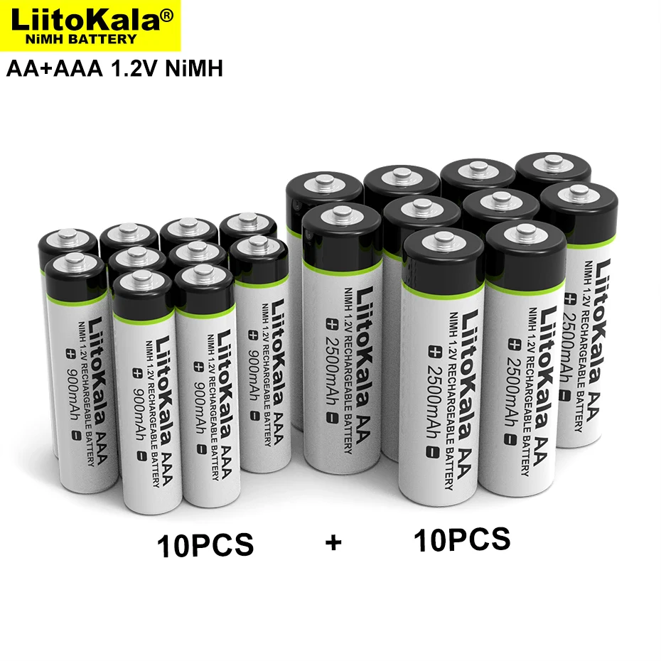Liitokala 1.2V AA 2500mAh*10PCS AAA 900mAh*10PCS Ni-MH Rechargeable Battery for Temperature Gun Remote Control Mouse toy
Liitokala 1.2V AA 2500mAh*10PCS AAA 900mAh*10PCS Ni-MH Rechargeable Battery for Temperature Gun Remote Control Mouse toy