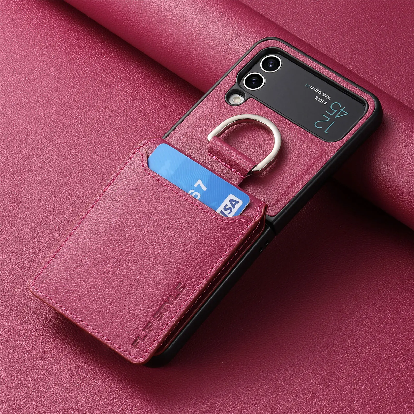 

Модный кожаный чехол-бумажник с кольцом на палец для Samsung Galaxy Z Flip 4 Flip4 5G Flip5 Flip3 Flip 3 5 Zflip3, чехол с держателем для карт