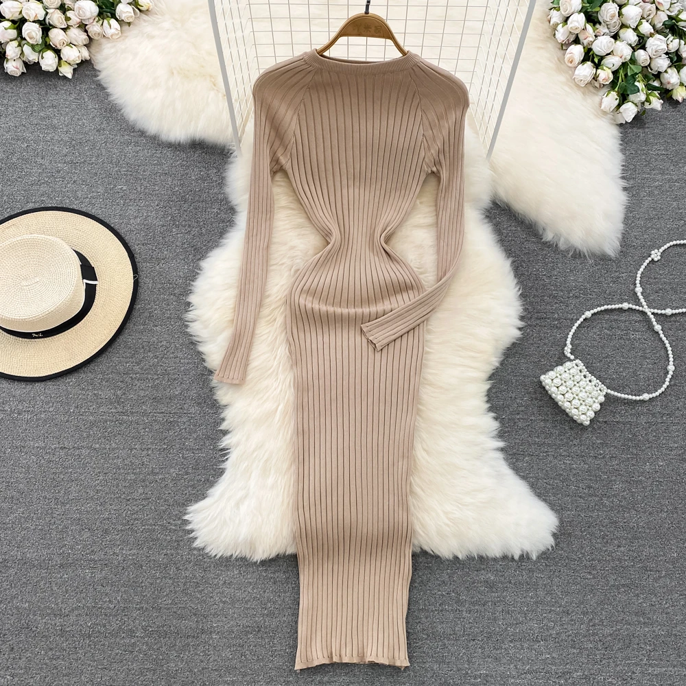 Spring and Autumn Temperament Long Sleeved Round Neck Waist Waist Slim Knit Wrap Bottom Knit Dress Sweater Skirt
Spring and Autumn Temperament Long Sleeved Round Neck Waist Waist Slim Knit Wrap Bottom Knit Dress Sweater Skirt