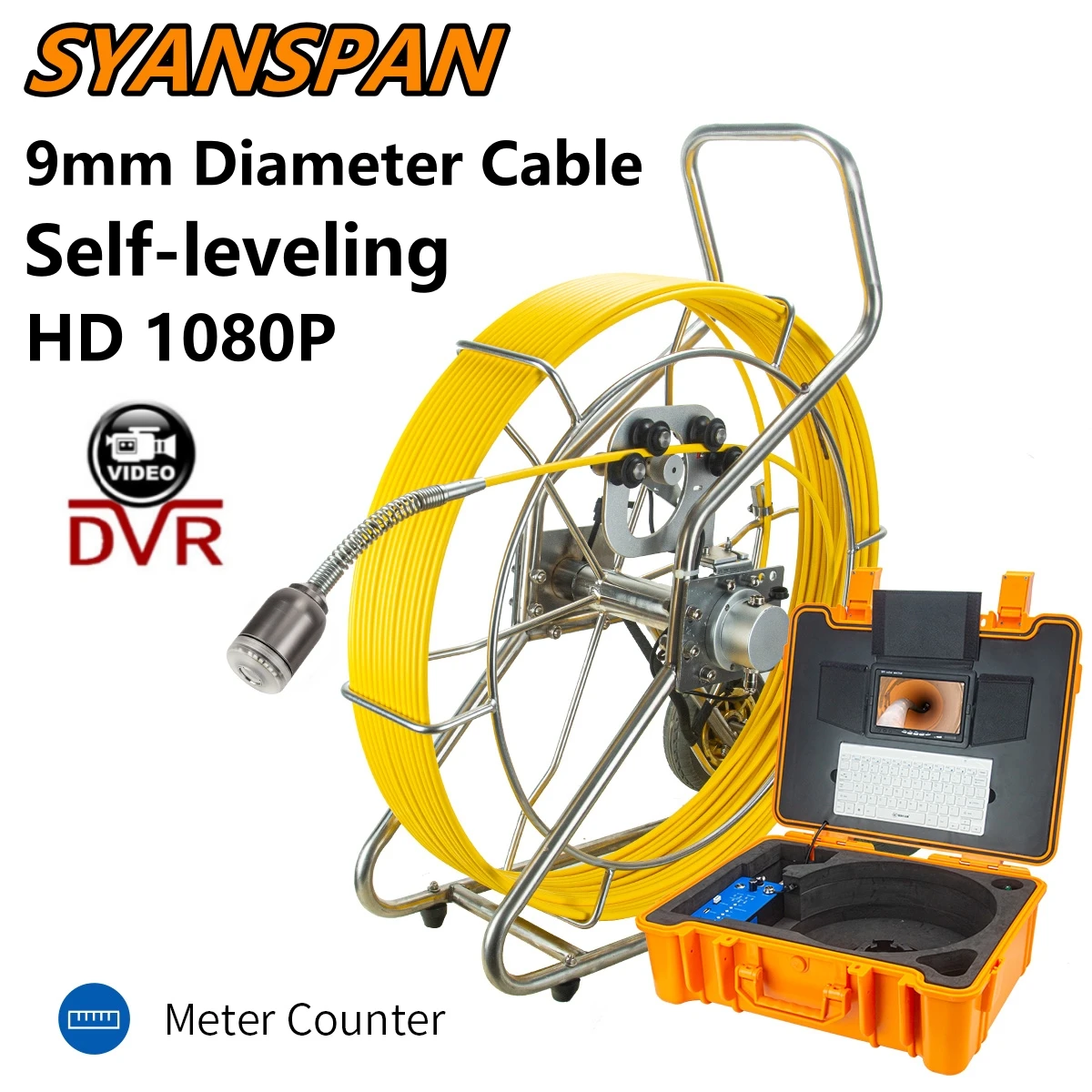 9mm Dia Cable Image Self-leveling 7" HD DVR Pipe Inspection Camera,SYANSPAN 20/30/50/100/200M Sewer Industrial Endoscope 1080P
9mm Dia Cable Image Self-leveling 7" HD DVR Pipe Inspection Camera,SYANSPAN 20/30/50/100/200M Sewer Industrial Endoscope 1080P