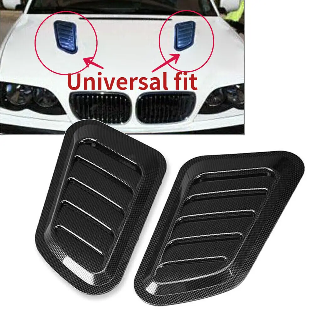 

Universal Car Accessories Decor Hood DIY Vent Scoop Air Duct Flow Bonnet Intake Stick Cover Parts Black carbon fiber look