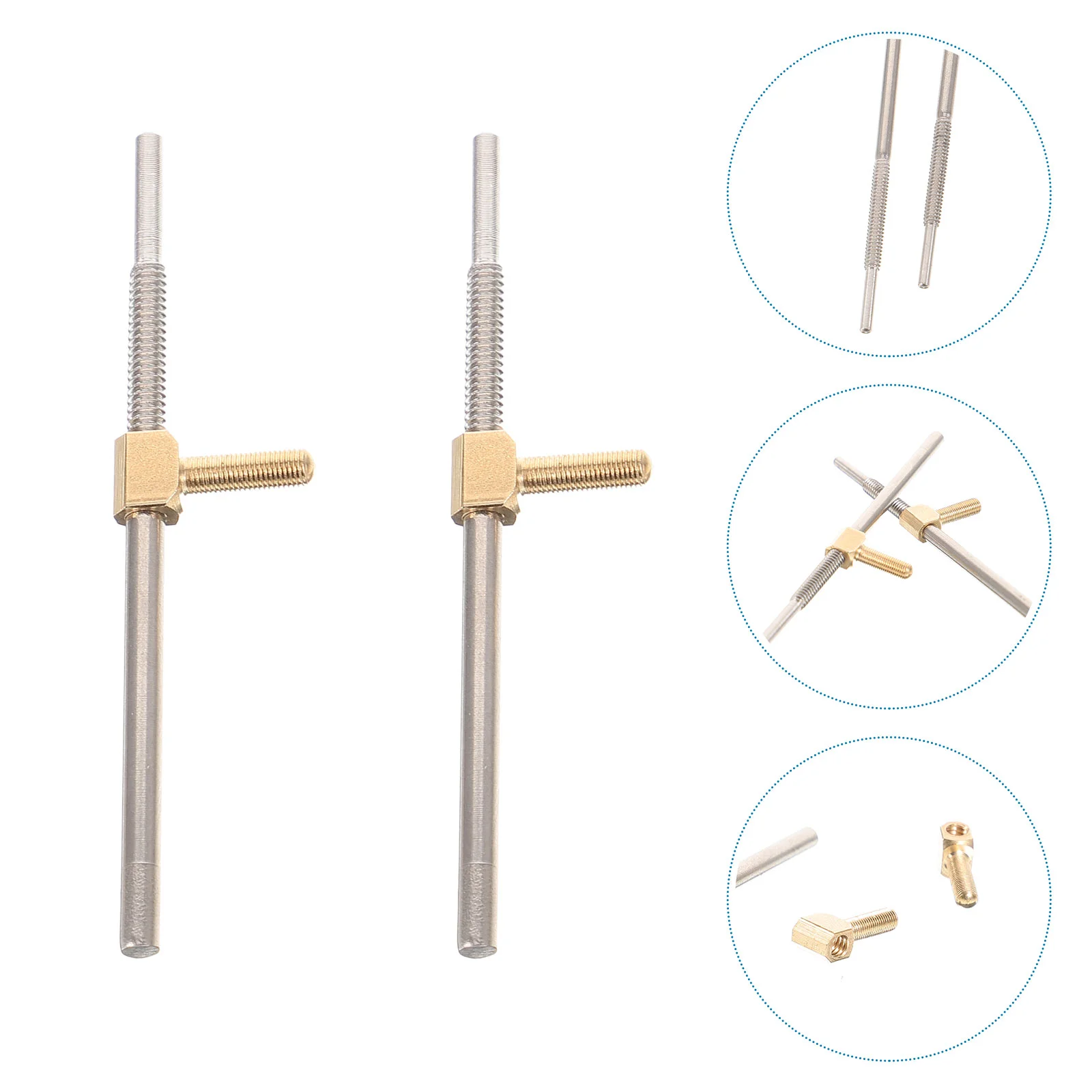 

2 Pcs Bow Screw Rod Violin Accessories Cello Replacement Tool Viola Parts Metal Accessory