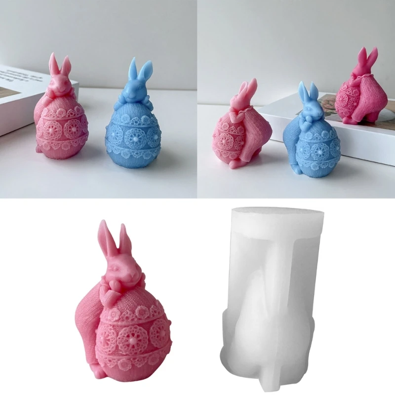 

Easter Day Eggs Rabbit Decoration 3D Candle Soap Mould DIY Candle Epoxy Mold Handmade Candles Aroma Wax Soap Molds for Decor