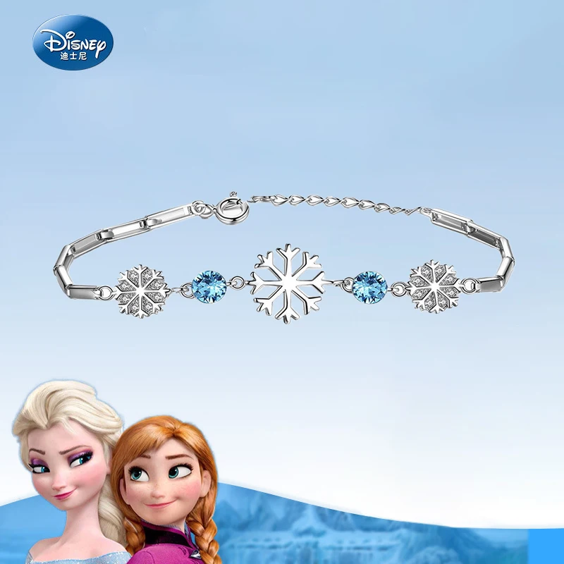 

Disney Frozen Snowflake Bracelet Anime Girl Blue White Diamond Jewelry Decoration Action Figure for Children Birthday Toy Gifts