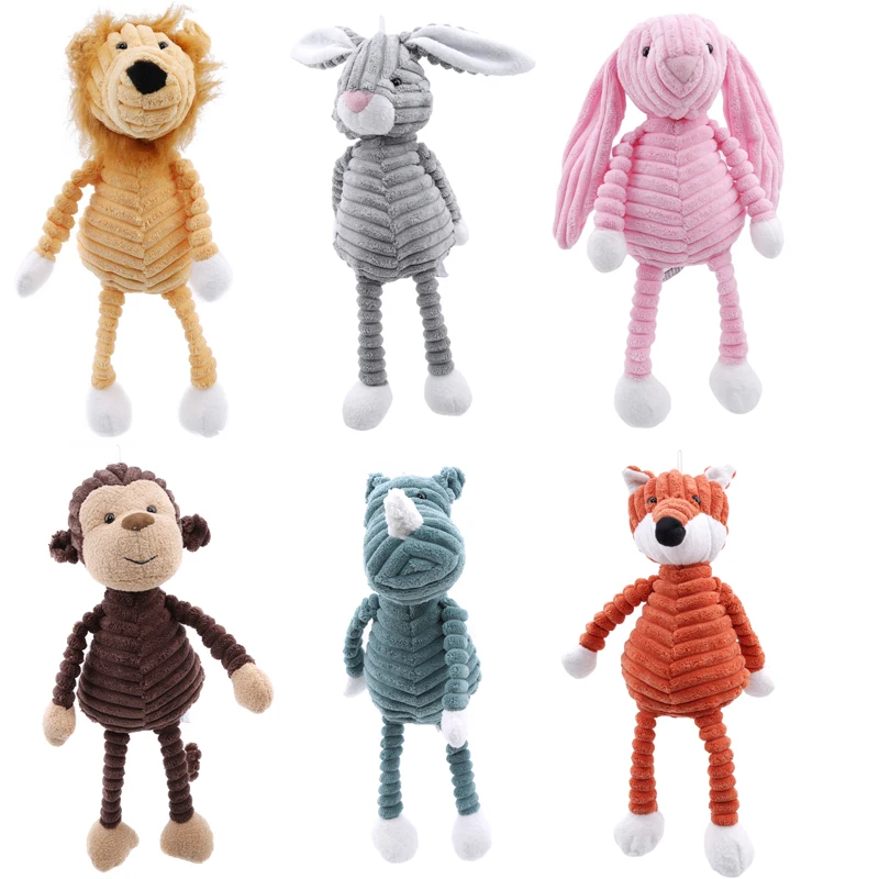 

1pc Cute Plush Toy Forest Animal Stripe Elephant Lion Fox Rabbit Pig Panda Chicken Monkey Soft Doll Birthday Gift