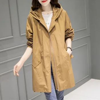 O Casaco Perfeito para Qualquer Ocasião: Jaqueta Casaca Feminina Casual à Prova de Vento 9 2024 Spring Autumn Women’s Jacket Long Coat Trench Korean Loose Fashion Windbreaker Female Jacket Casual Streetwear Outerwear