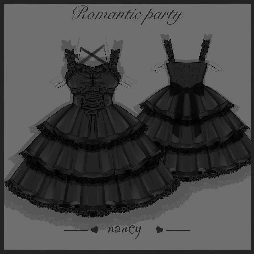 

Romantic Party Summer Jsk Three Layers Dress Lolita Sweet Skirt Gothic Lolita Accessories Goth Dresses Women Black White