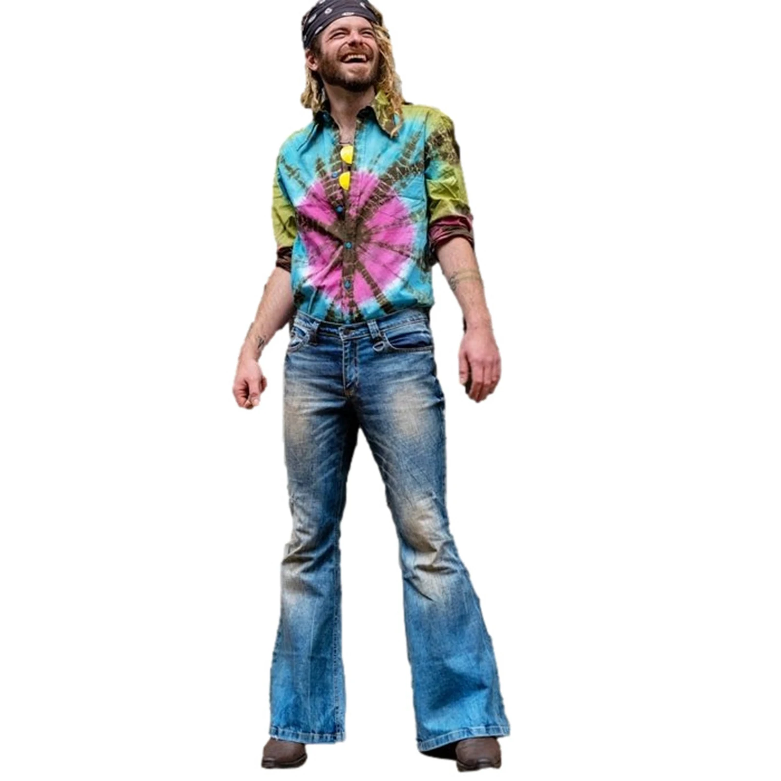 Men's Flared Pants Jeans Bell Bottoms Pants Vintage Punk Denim Men's Pants Disco Blue High Waisted Retro
Men's Flared Pants Jeans Bell Bottoms Pants Vintage Punk Denim Men's Pants Disco Blue High Waisted Retro