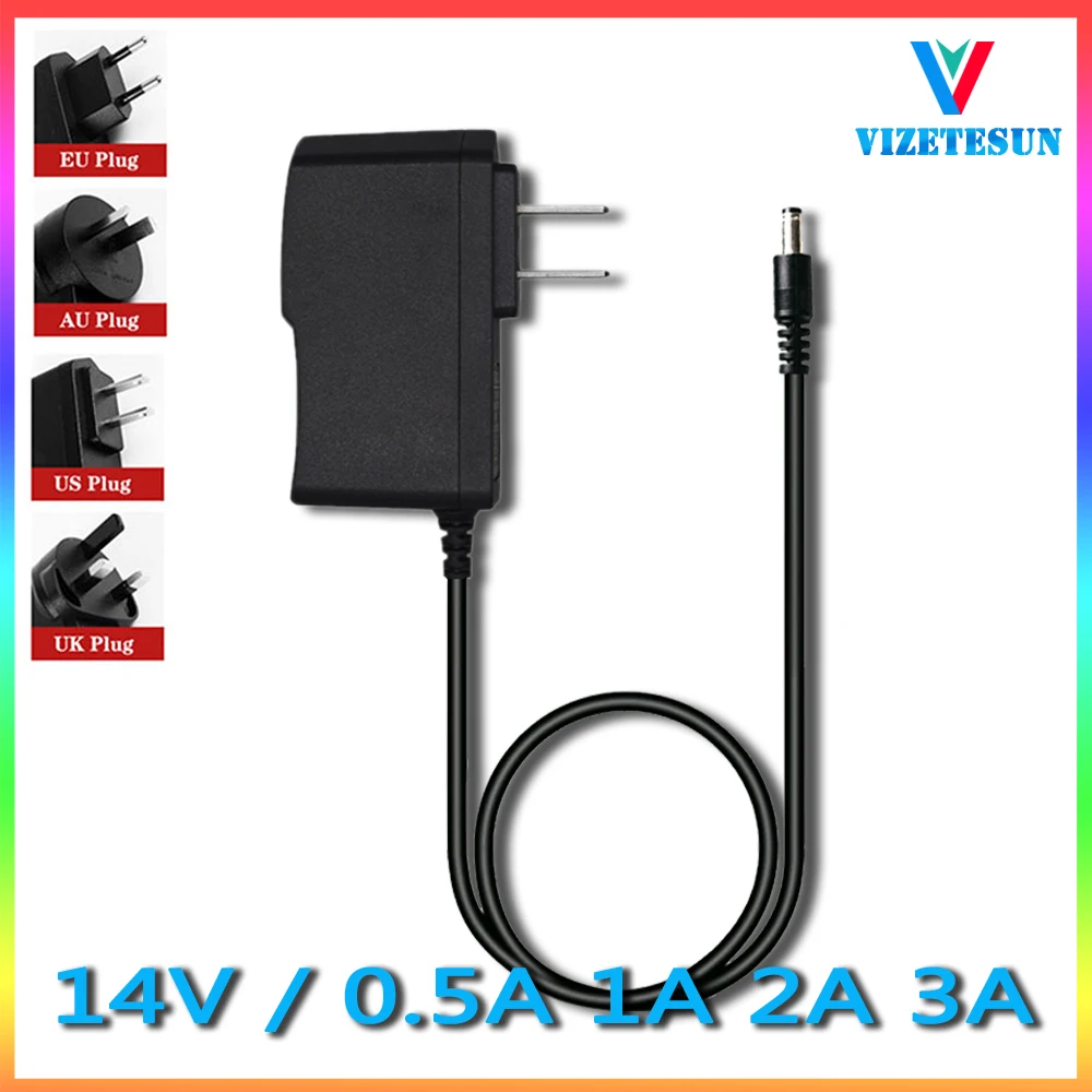 

14V 0.5A 1A 2A 3A Surveillance Camera Switching Power Adapter DC 5.5*2.1MM Universal Regulated Power Cord
