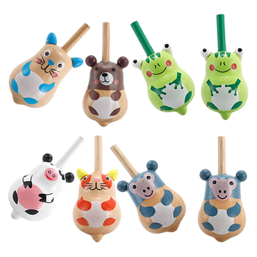 

8 Pcs Children's Top Toy Childrens Small Gyro Toys Kids Interesting Rotating Wooden Traditional