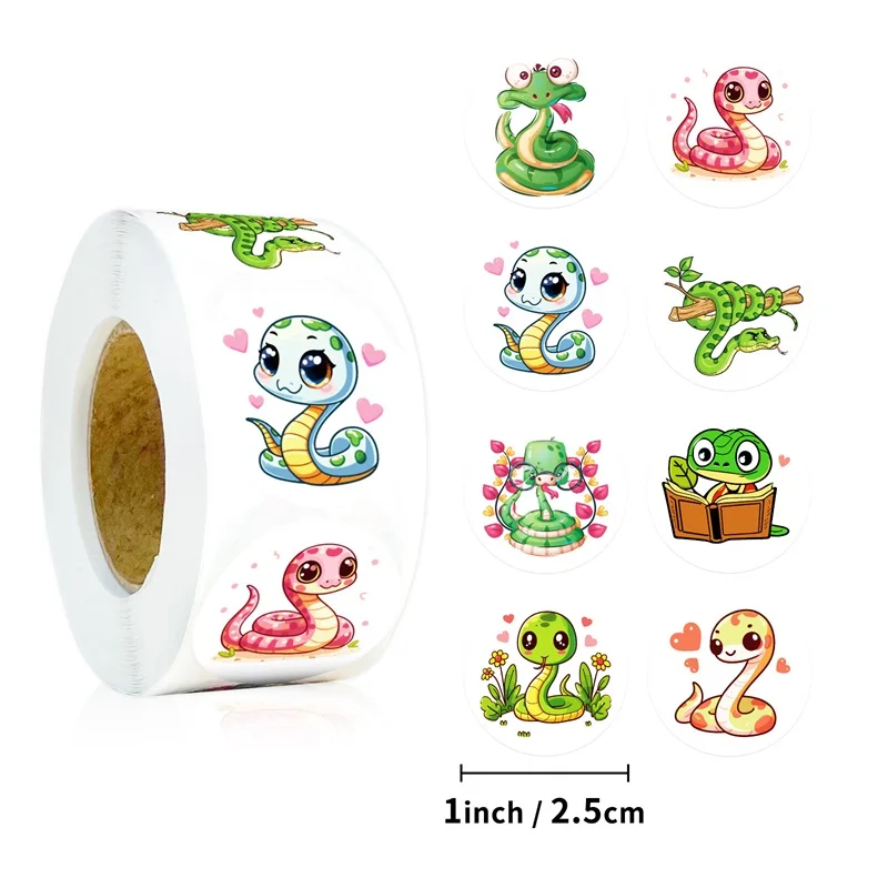 

500PCS Kawaii Snake Sticky Paper Stickers Labels Thank You Sticker Sealing Stationery Supplies Decoration Scrapbooking for Kids
