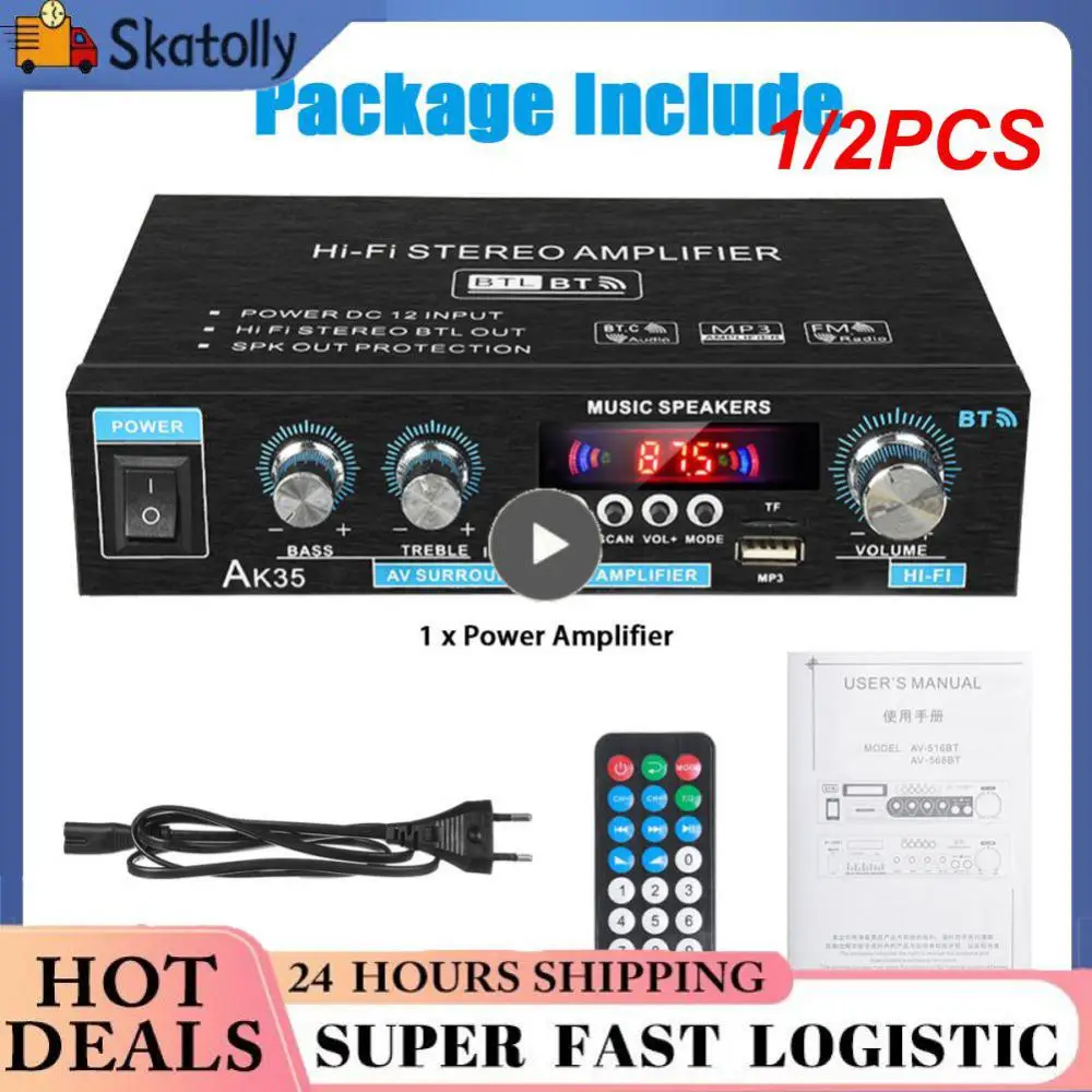 

1/2PCS bt Home Digital Amplifiers Audio 110-240V Bass Audio Power Amplifier Hifi FM Auto Music Subwoofer Speakers
