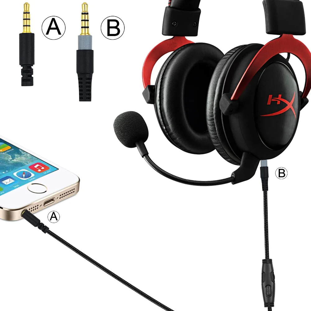 Braided Replacement Cable Extension Cord With Volume Control Mic Mute For Kingston HyperX Cloud Alpha Mix Gaming Headsets Braided Replacement Cable Extension Cord With Volume Control Mic Mute For Kingston HyperX Cloud Alpha Mix Gaming Headsets