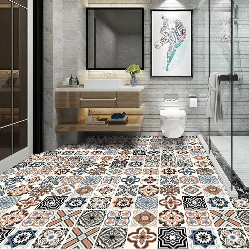 

Pvc Kitchen Waterproof Non-Slip Wear-Resistant Home Toilet Bathroom Floor Renovation Papel De Pared Stickers Vinyl Wallpapers
