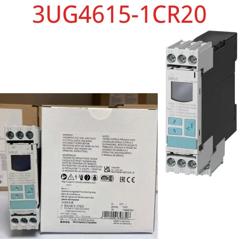 3UG4615-1CR20 Brand New Digital monitoring relay 3-phase supply voltage Phase sequence can be activated Phase failure 3 x 160 to
3UG4615-1CR20 Brand New Digital monitoring relay 3-phase supply voltage Phase sequence can be activated Phase failure 3 x 160 to