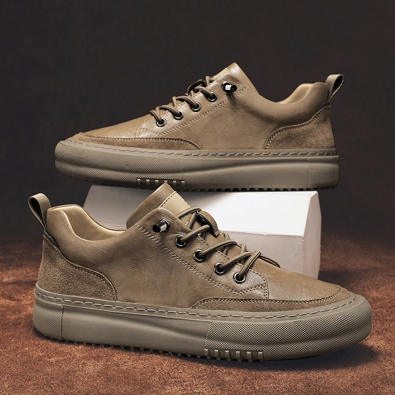 Lace-up Solid Men's Shoes Fashion Leather Casual Shoes Lightweight Sneakers Men Skateboard Footwear Low Top Male Walking Shoes
Lace-up Solid Men's Shoes Fashion Leather Casual Shoes Lightweight Sneakers Men Skateboard Footwear Low Top Male Walking Shoes