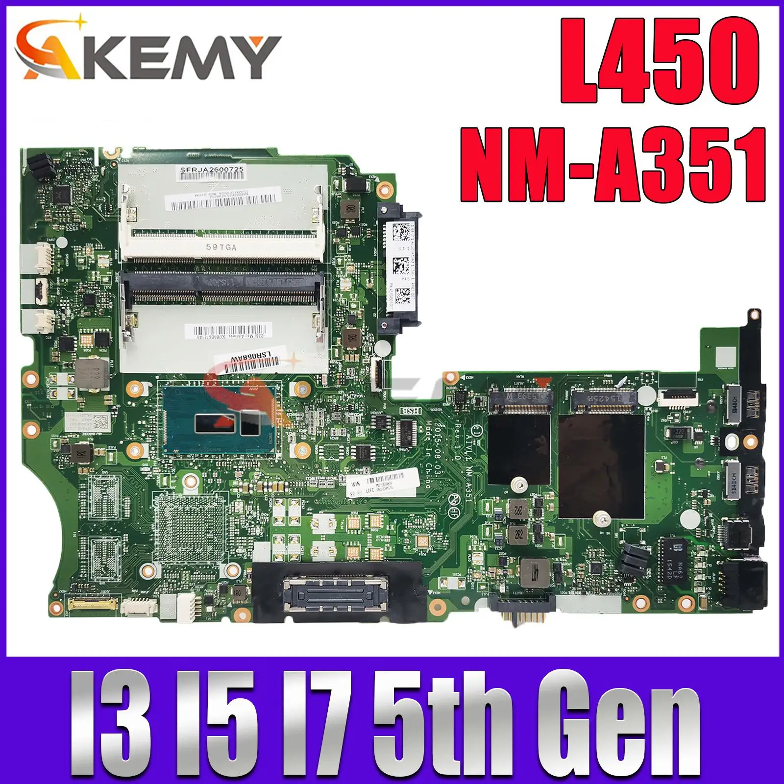 NM-A351 материнская плата для ноутбука Lenovo ThinkPad L450, материнская плата для ПК с процессором I3 I5 I7 5-го поколения, встроенная графика, 100% ТЕСТ ОК
NM-A351 материнская плата для ноутбука Lenovo ThinkPad L450, материнская плата для ПК с процессором I3 I5 I7 5-го поколения, встроенная графика, 100% ТЕСТ ОК