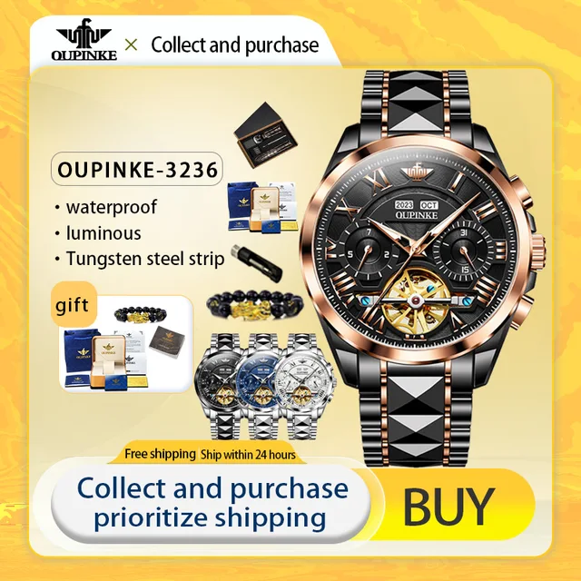 PINKE-Montre mécanique étanche entièrement automatique pour homme, vissée, modules multifonctions, Seton, année, mois, semaine, calendrier, montre-bracelet pour homme 1