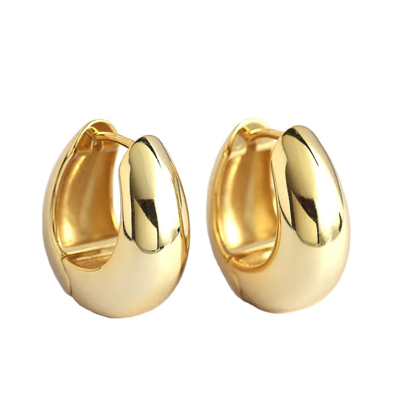 

Water drop chunky huggie earrings sterling silver 925 jewellery rhodium gold plated 925 silver earrings