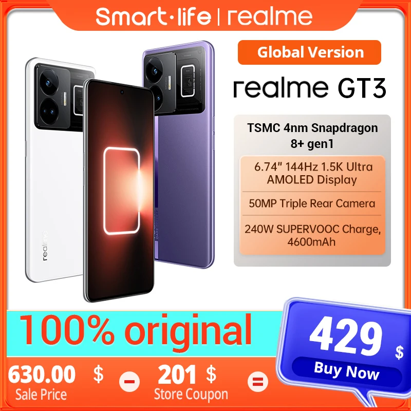Realme GT3 240W SUPERVOOC Charge Snapdragon 8+ Gen1 6.74" 144Hz 1.5K Ultra AMOLED Display 16GB+1TB Mega storage
Realme GT3 240W SUPERVOOC Charge Snapdragon 8+ Gen1 6.74" 144Hz 1.5K Ultra AMOLED Display 16GB+1TB Mega storage