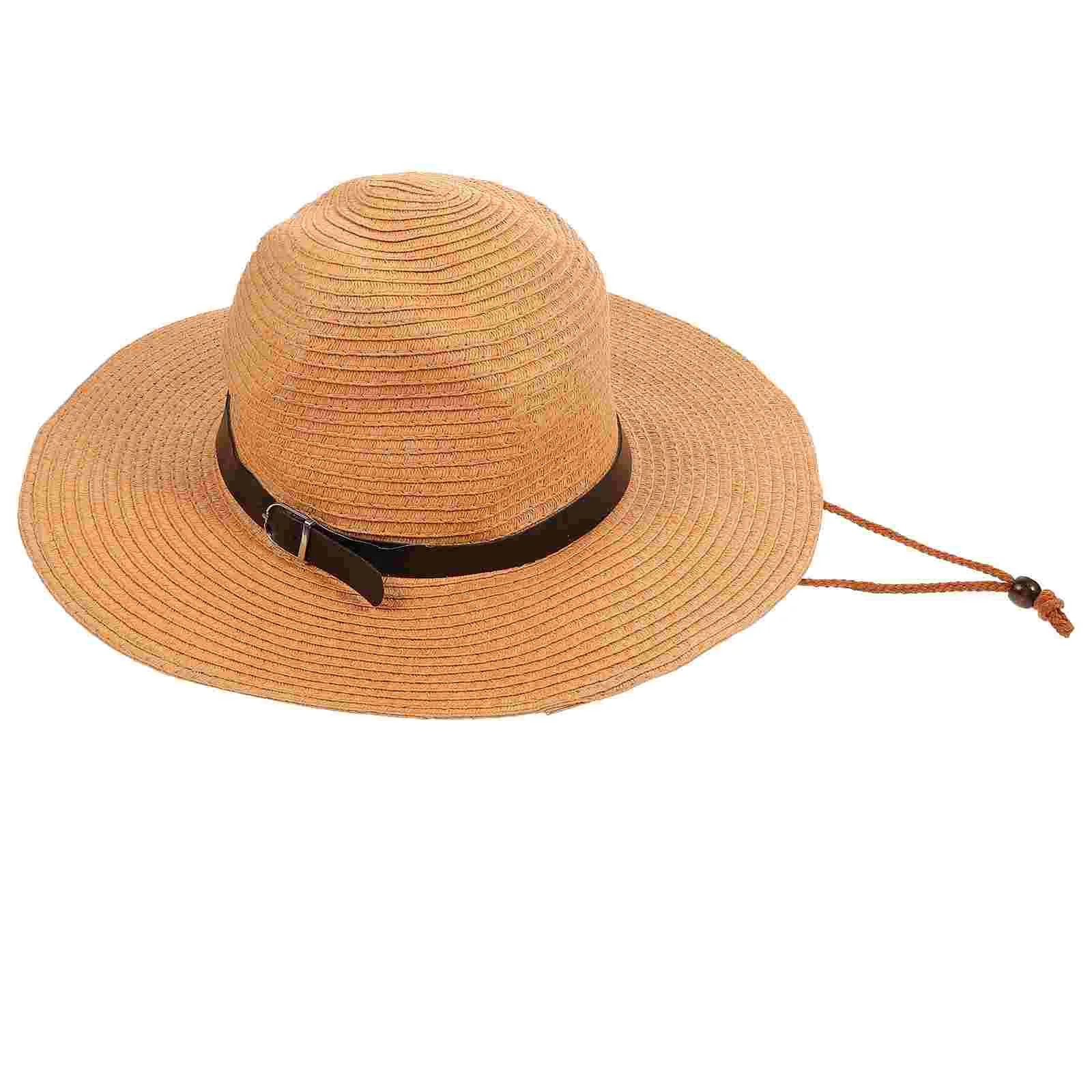 

Men Wide Brim Hat Summer Beach Straw Cap Sun Floppy Foldable Hats for Adults (Beige)