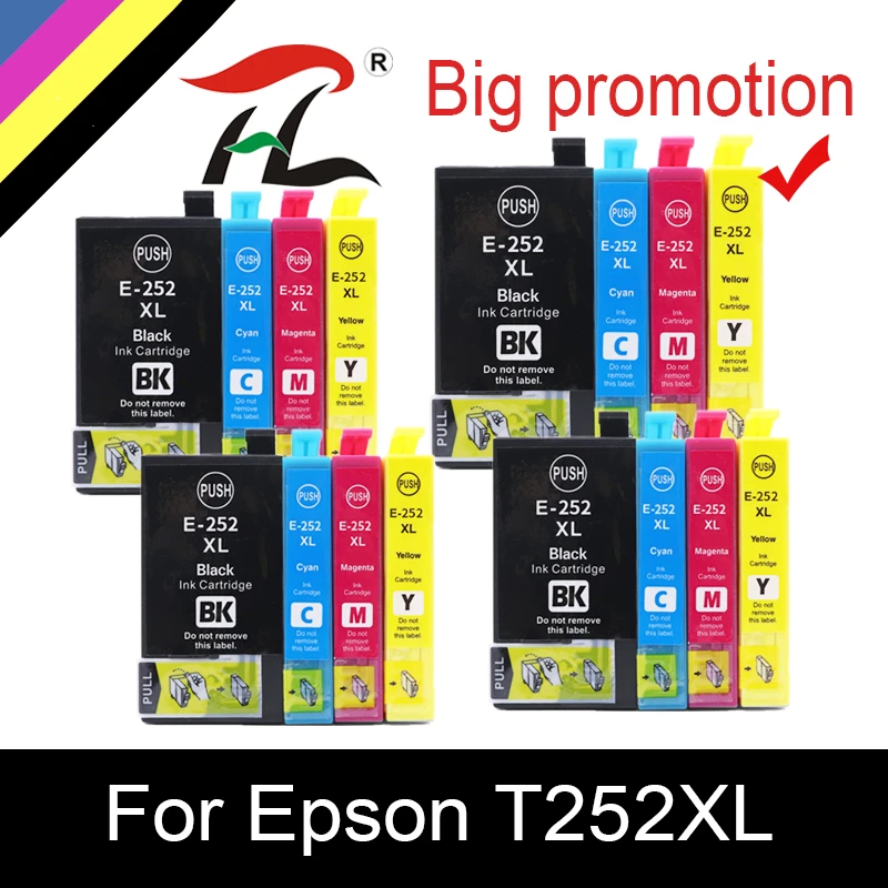 

HTL For Epson 252XL Ink Cartridge Epson T252XL E-252XL 252 XL For Epson WorkForce WF-3620 3640 7110 7210 7610 7620 7710 7720
