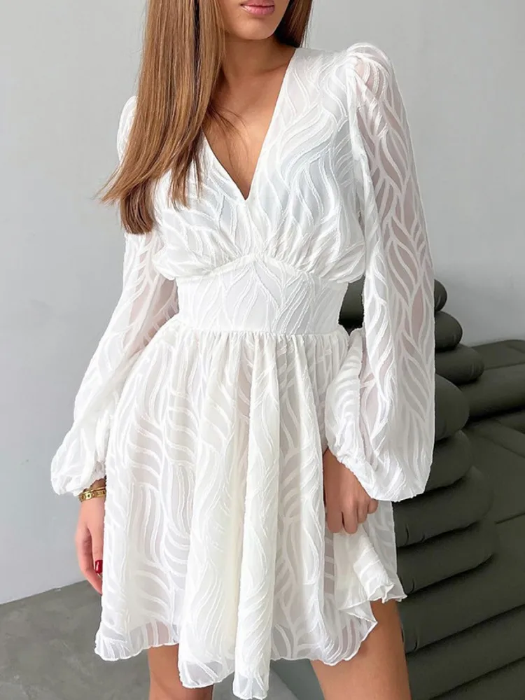 Long Sleeve White Dress Women Vintage Clothes Elegant Streetwear Jacquard A Line Sexy Vestidos Elegantes Para Mujer See Through
Long Sleeve White Dress Women Vintage Clothes Elegant Streetwear Jacquard A Line Sexy Vestidos Elegantes Para Mujer See Through