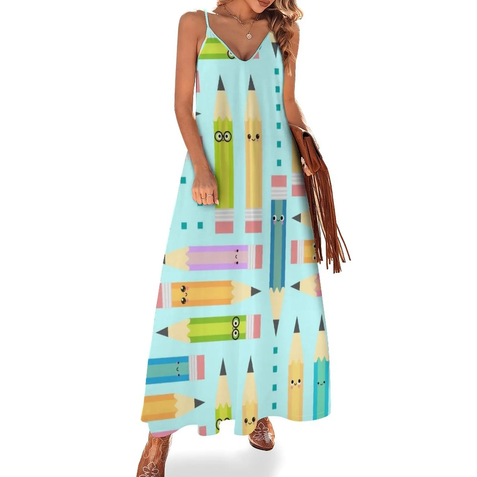 Happy Pencils Sleeveless Dress Dress women summer clothes 
Happy Pencils Sleeveless Dress Dress women summer clothes