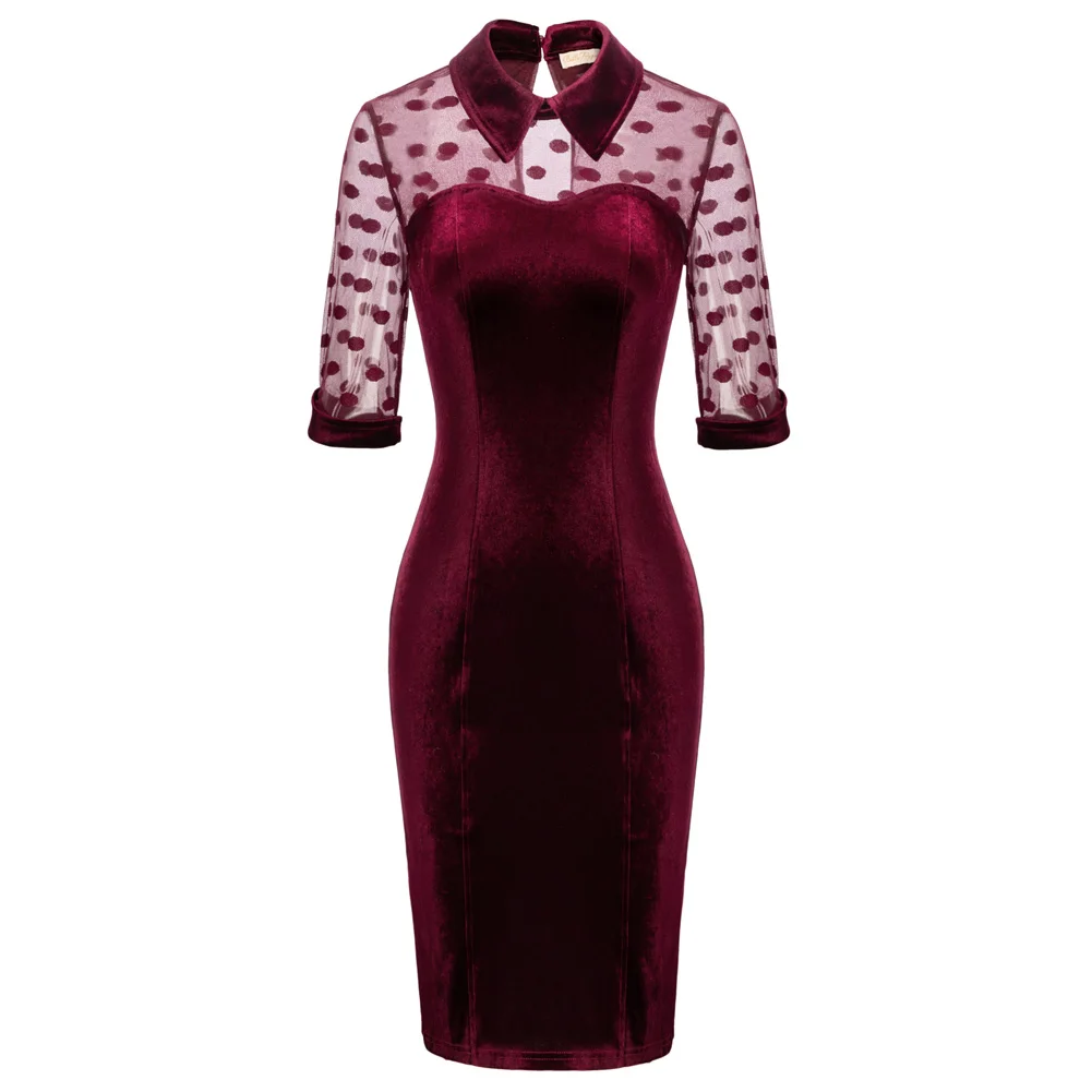BP Women 1950s Retro Pencil Dress Cocktail Party Dresses See Through Mesh Patchwork Dress 1/2 Sleeve Lapel Bodycon Dress A30
BP Women 1950s Retro Pencil Dress Cocktail Party Dresses See Through Mesh Patchwork Dress 1/2 Sleeve Lapel Bodycon Dress A30
