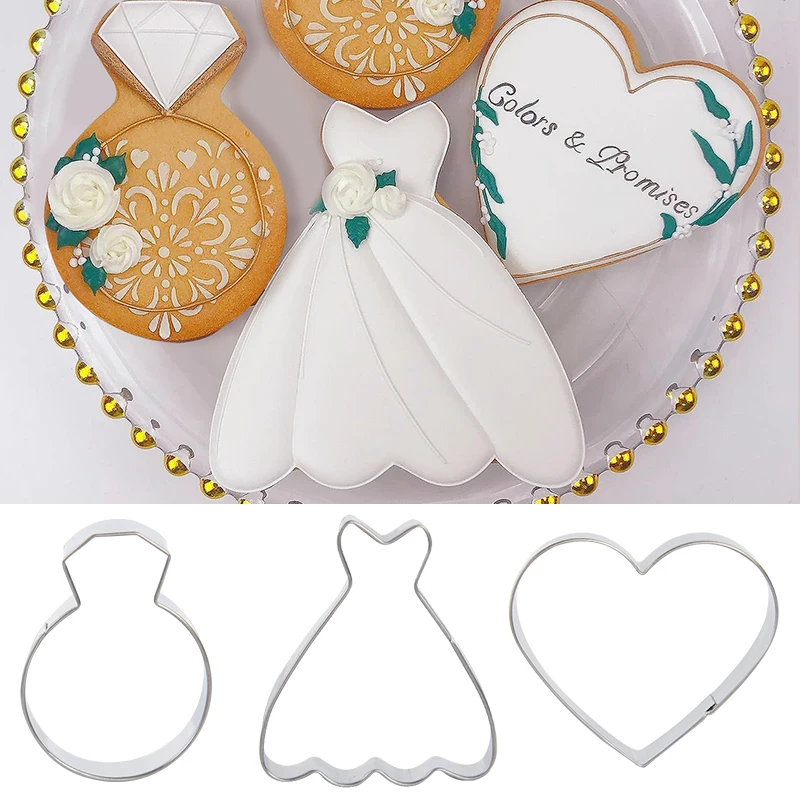 1Set Wedding Metal Cookie Cutters Fondant Cake DIY Baking Tools Diamond Ring Dress Heart Biscuit Mold Wedding Party Decoration
1Set Wedding Metal Cookie Cutters Fondant Cake DIY Baking Tools Diamond Ring Dress Heart Biscuit Mold Wedding Party Decoration
