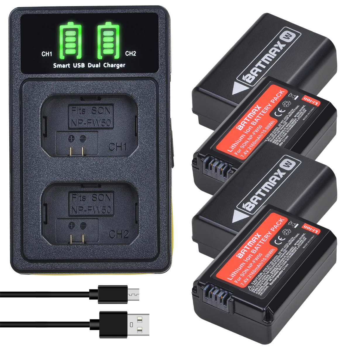 Batmax NP-FW50 Bateria NPFW50 2160mAh Battery +New LED Dual Charger for Sony Alpha a6500 a6400 a6300 a7 7R a7R a7R II a7II NEX-3 
Batmax NP-FW50 Bateria NPFW50 2160mAh Battery +New LED Dual Charger for Sony Alpha a6500 a6400 a6300 a7 7R a7R a7R II a7II NEX-3