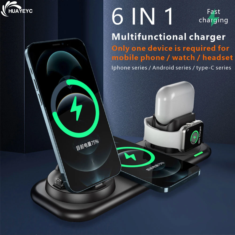 Phone Wireless Charger 6 in 1 10w Qi Fast Stand Carga Rapida Dock Station Carregador Sem Fio For Iphone Apple iWatch Airpods Pro
Phone Wireless Charger 6 in 1 10w Qi Fast Stand Carga Rapida Dock Station Carregador Sem Fio For Iphone Apple iWatch Airpods Pro