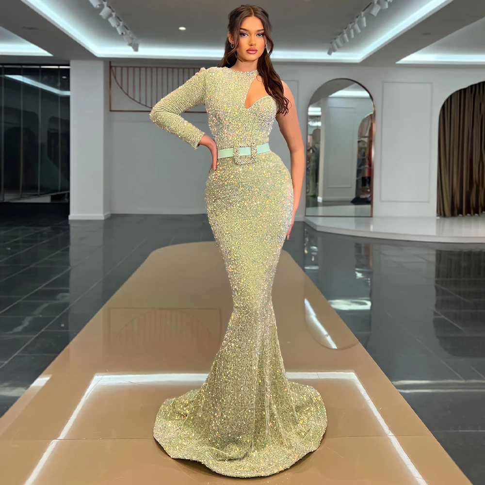 2023 Evening Dress Long Sleeve O Neck Illusion Mermaid Evening Gown for Women Sparkly Sequin Belt Formal Party Dresses Custom
2023 Evening Dress Long Sleeve O Neck Illusion Mermaid Evening Gown for Women Sparkly Sequin Belt Formal Party Dresses Custom
