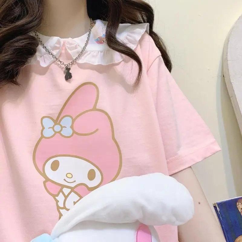 New Sanrio Kawaii Anime Hello Kitty Short Sleeveoe Cute Cartoon My Melody T-Shirt Women Summer Loose Versatile Top Creative Gift
New Sanrio Kawaii Anime Hello Kitty Short Sleeveoe Cute Cartoon My Melody T-Shirt Women Summer Loose Versatile Top Creative Gift