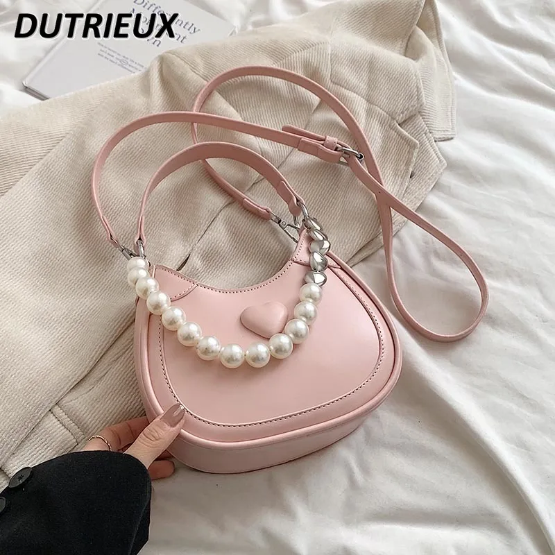 

Spring Summer Handbag All-Match Shoulder Bags Sweet Cute Women's Handbags 2024 New Bead Elegant Underarm Bag for Women