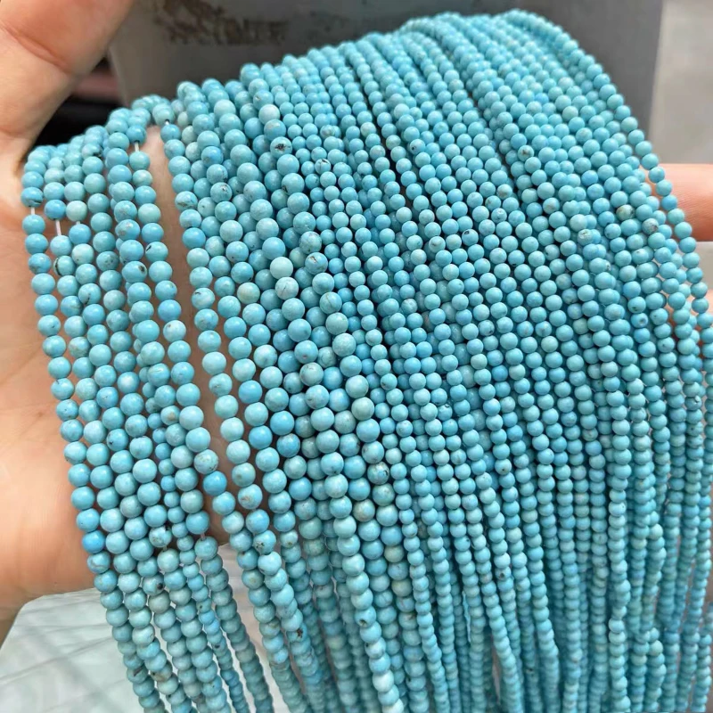 

New Natural Turquoise Round Beads Diy Bracelet Necklace Key Chain Women's Earrings Jewelry Accessories Loose Beads Wholesale