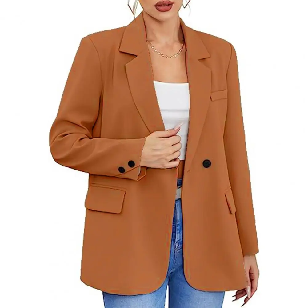 

Elegant Women Jacket Stylish Women's Office Jacket Slim Fit Solid Color Blazers Notch Collar For Fall Spring Business Blazers