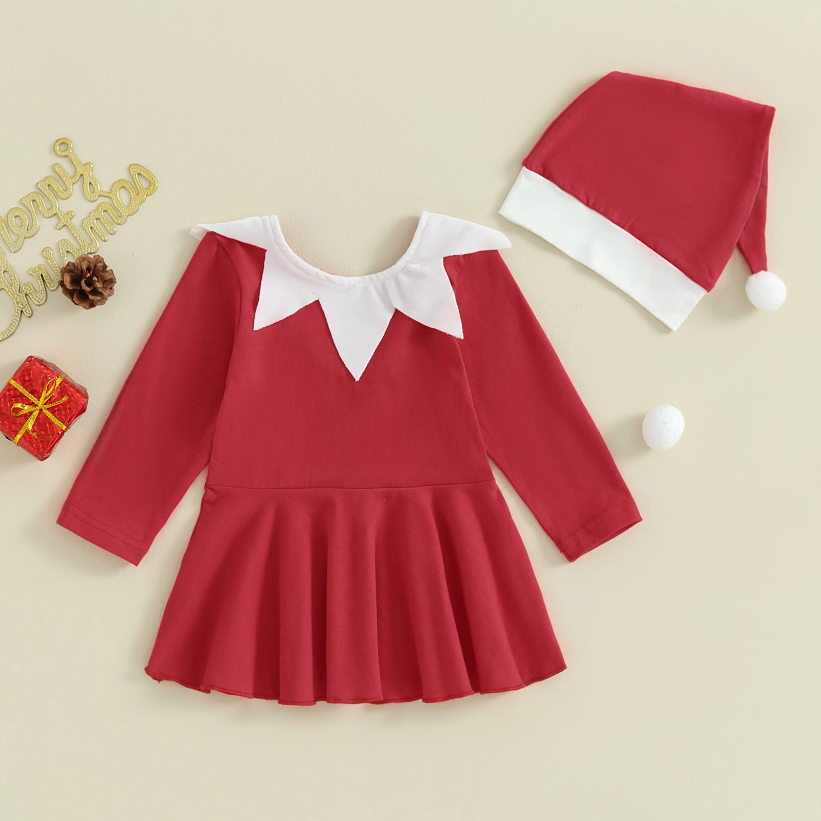 Christmas Toddler Baby Girls Princess Dress Red Long Sleeve A-line Dress with Santa Hat Children 2pcs Clothing Suit Outerwear
Christmas Toddler Baby Girls Princess Dress Red Long Sleeve A-line Dress with Santa Hat Children 2pcs Clothing Suit Outerwear