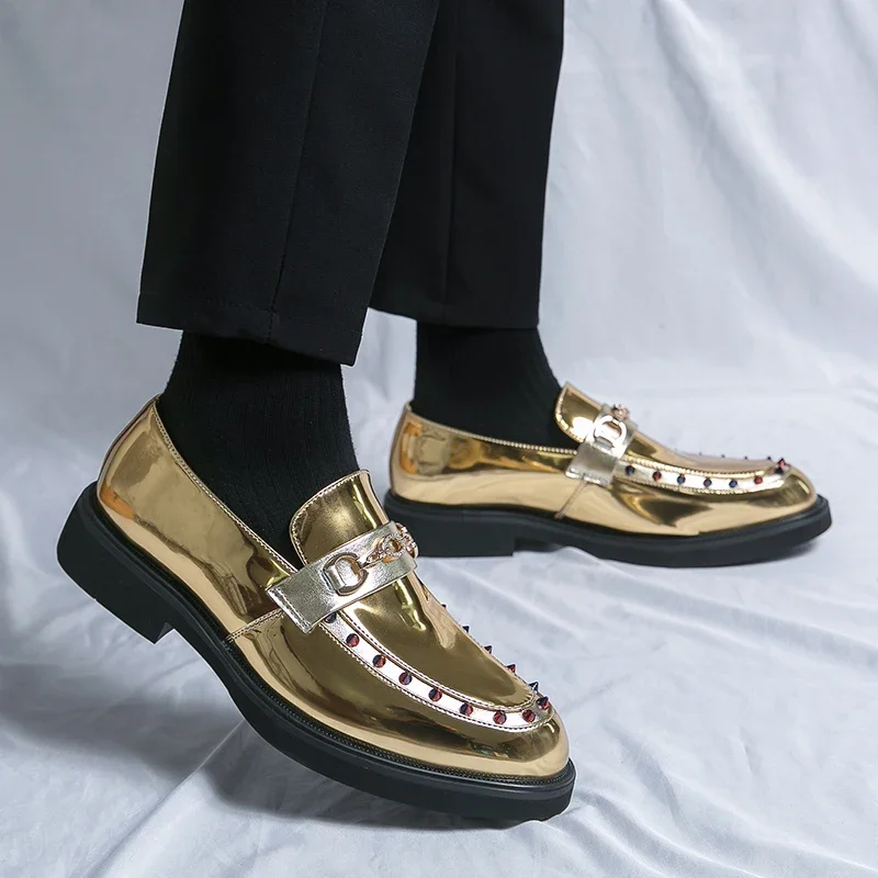 Fashion Party Men’s Leather Shoes Nightclub Street Wedding Party Bright Gold High Grade Genuine Leather Shoes Pointed Toe Loafer
Fashion Party Men’s Leather Shoes Nightclub Street Wedding Party Bright Gold High Grade Genuine Leather Shoes Pointed Toe Loafer